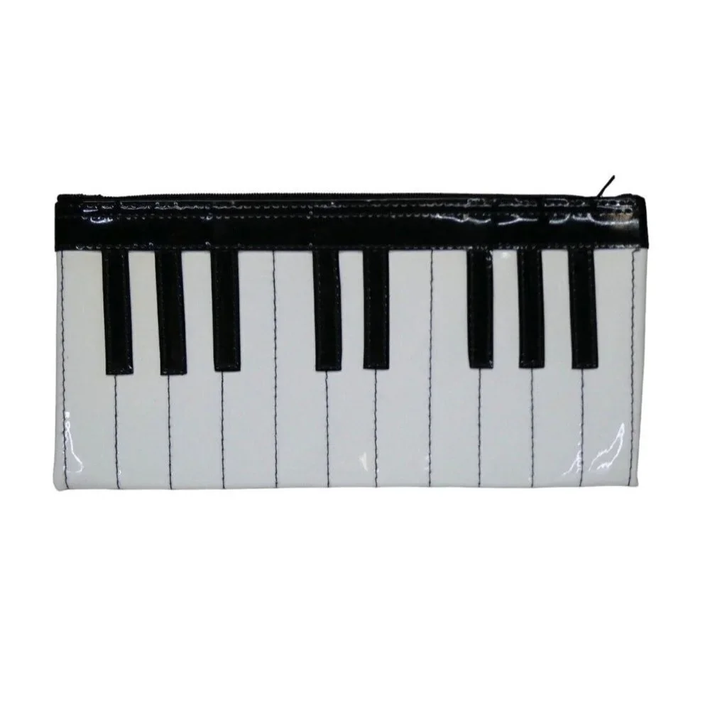 Piano Keys Keyboard Patent Leather Pencil Makeup‎ Pouch Unbranded 10